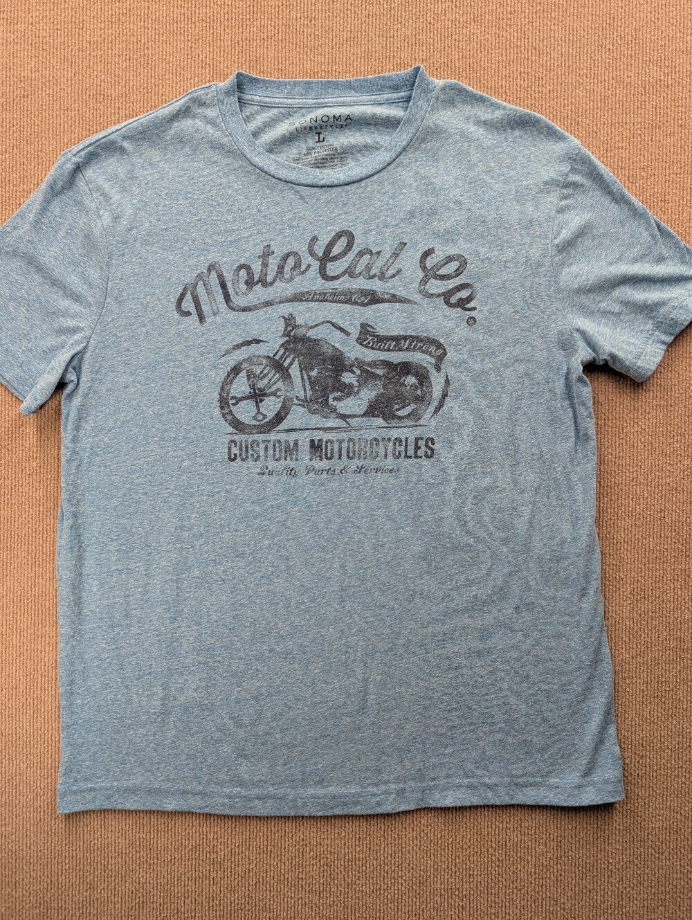 Sonoma Men's L Light blue Life+Style Moto Cal Co Short Sleeve T-shirt